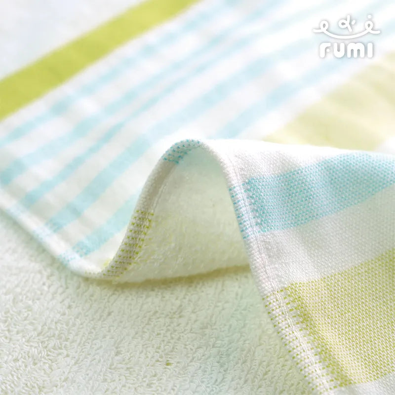 FUMI Towel｜彩條紗布毛巾｜萊姆綠 / 氣泡粉