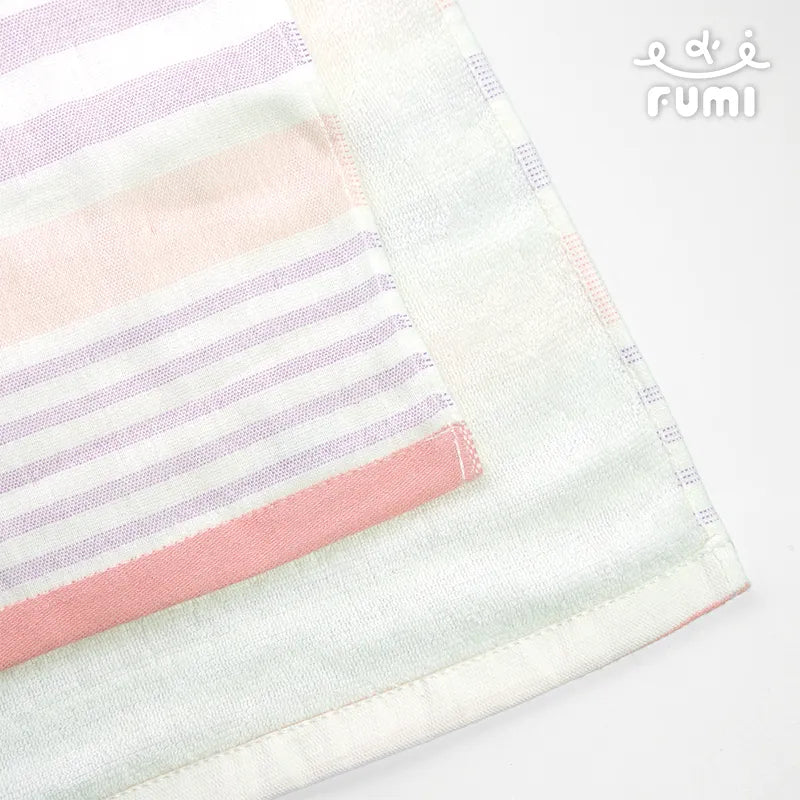 FUMI Towel｜彩條紗布毛巾｜萊姆綠 / 氣泡粉