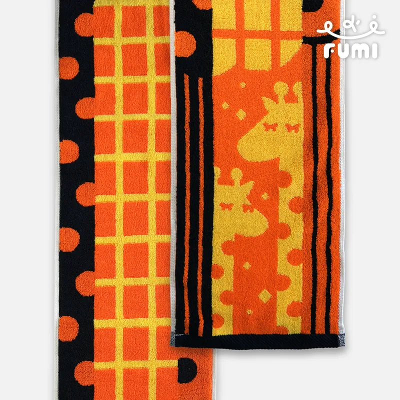 FUMI Towel｜起司長頸鹿運動毛巾｜黑+橘+黃