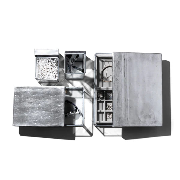 PUEBCO｜GLASS BOX WITH RECYCLE STEEL LID / Pen Stand / 附蓋玻璃筆筒