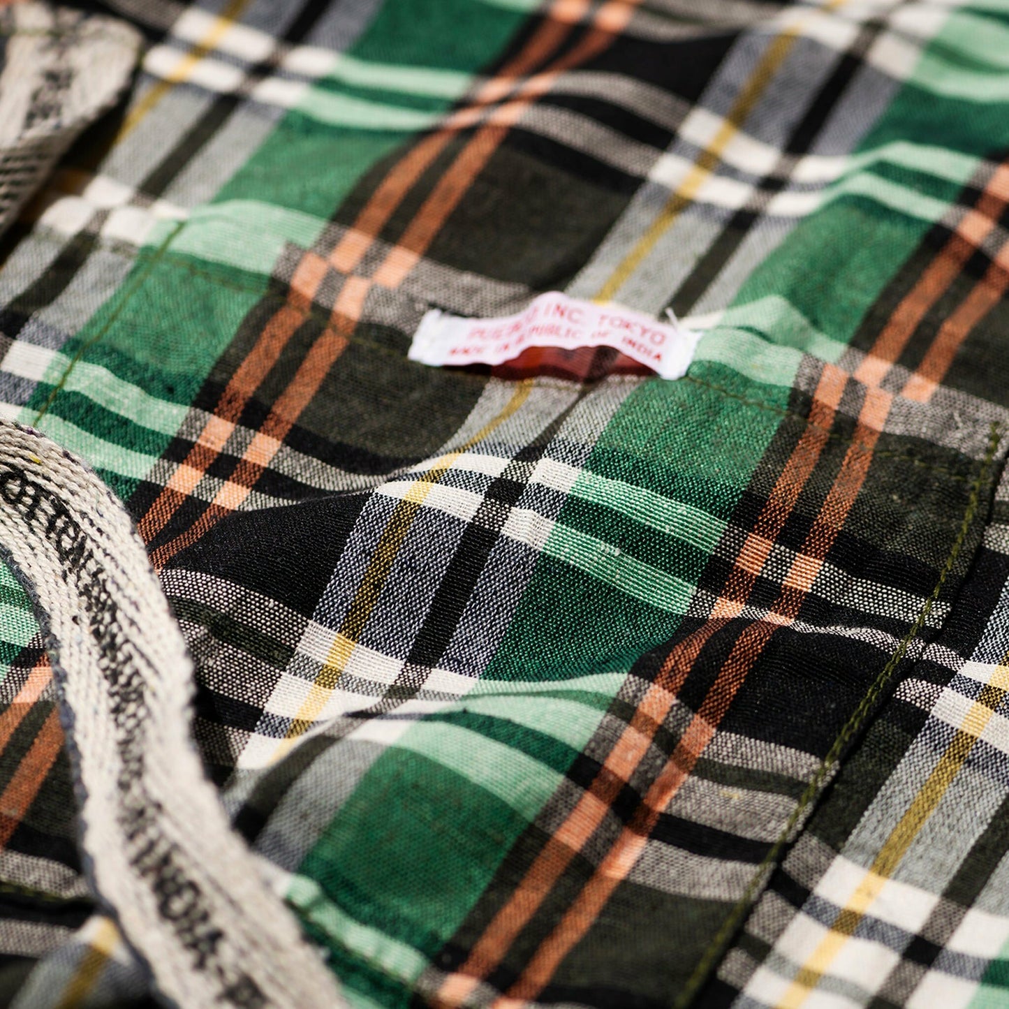 PUEBCO｜RECYCLE COTTON CHECK APRON / Green / 再生棉格紋圍裙 / 綠